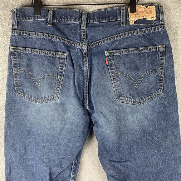 Levis 569 Jeans Mens 35x28 Blue Loose Straight Leg Distressed Denim 100% Cotton - Picture 5 of 14